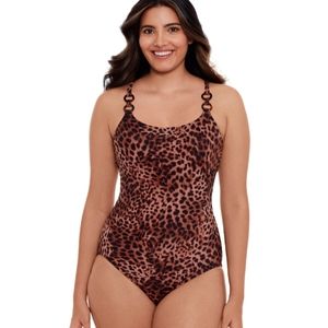 Double ring swimsuit one piece sz large NWT